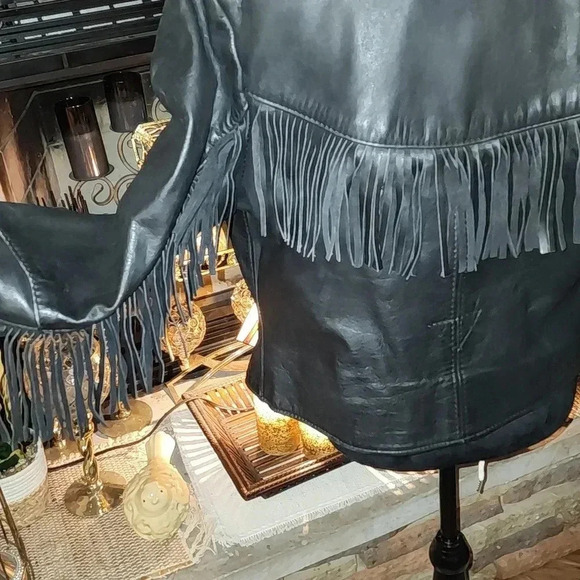 California Creations Leather Fringe Jacket - Picture 4 of 11